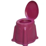 Plastic Commode Seat with Removable Lid - Pink & White - Image 2