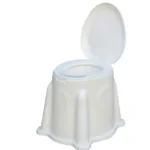 Plastic Commode Seat with Removable Lid - Pink & White