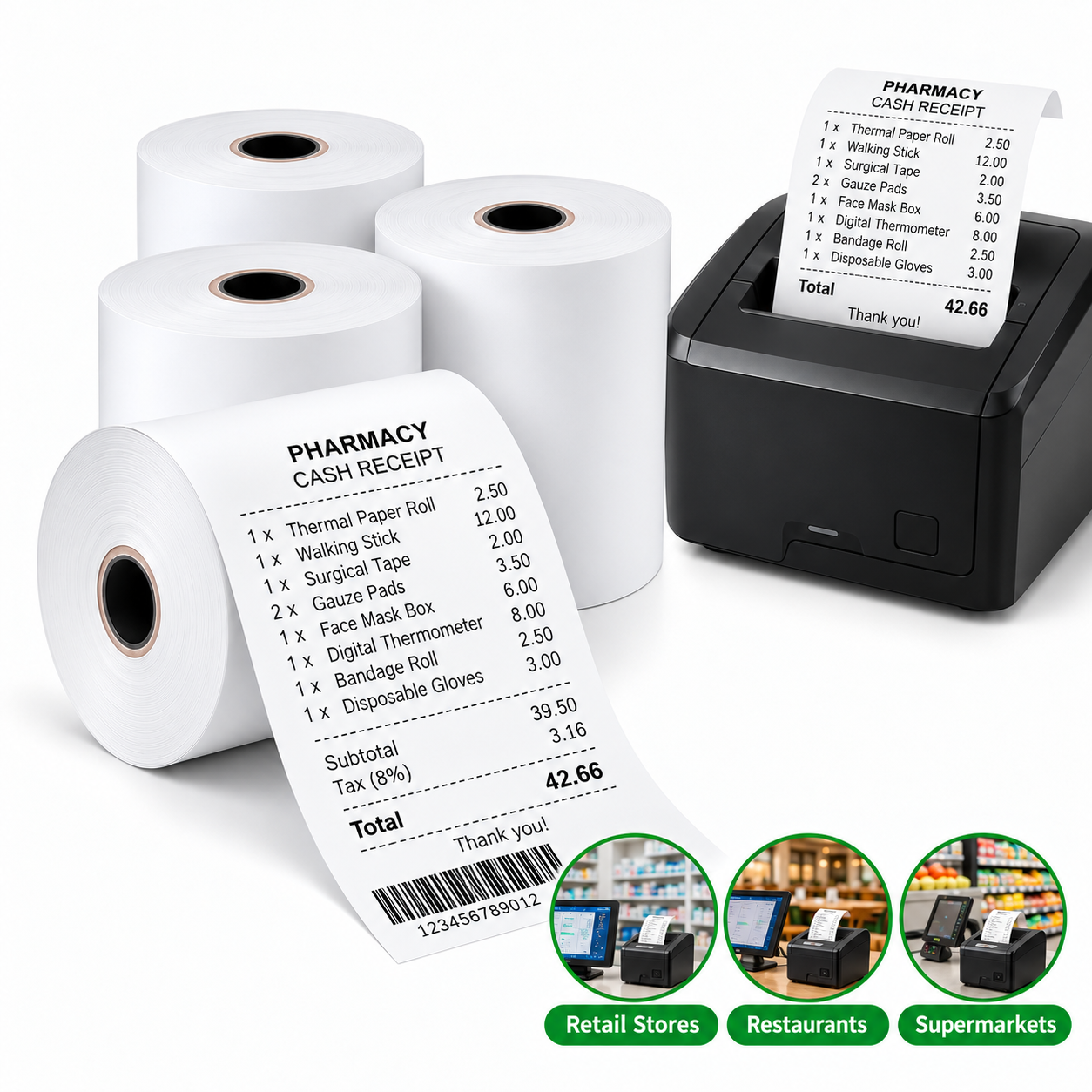Pharmacy Thermal Receipt Printer Display Thermal Paper Roll - POS Receipt & Billing Roll - Image 1