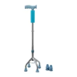 Quad Walking Stick - Four-Legged Cane with T-Handle and Rubber Tips