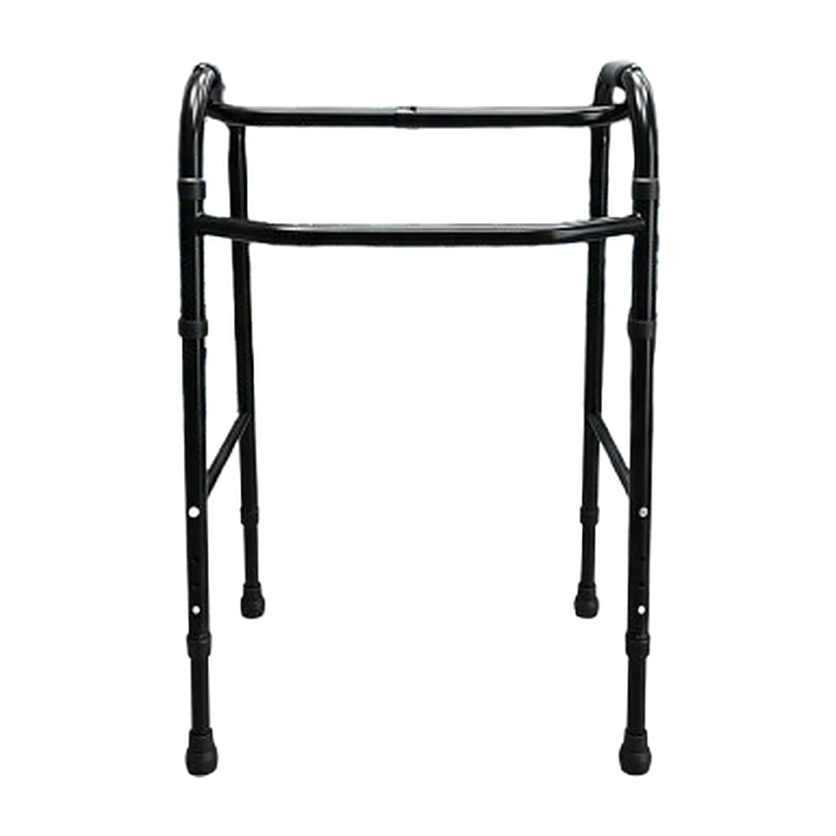 walker-frame-square-white Height Adjustable Walking Frame for Elderly - Black Walker with Rubber Tips - Image 1
